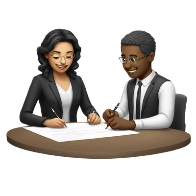2 people signing contract
