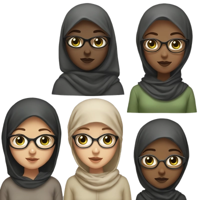 3 girl first one with gray hijab brown eye second black hair glasses last light brown hair green eye