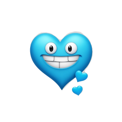 A blue smiley face in love, which will have two white hearts instead of eyes