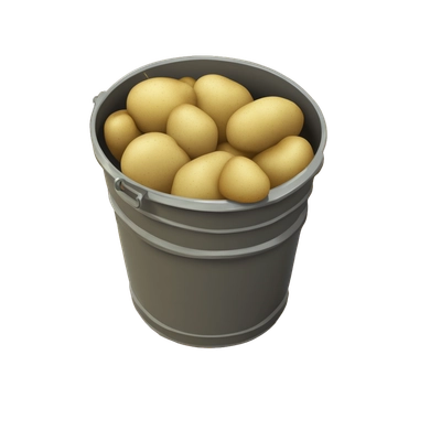 a bucket of potatoes