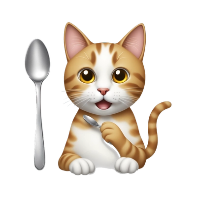 A cat with spoon