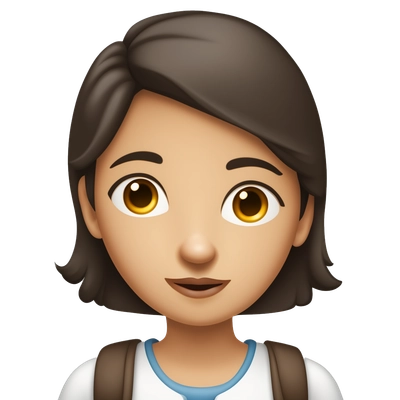 a girl with an oval face , dark brown hair, brown eyes, standard eyebrows, reading a biology book