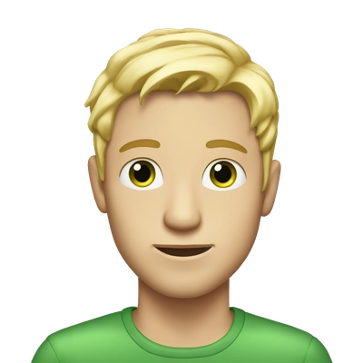 a man with small green eyes, fair skin. Blonde hair