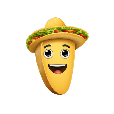 A middle finger with a taco on top of the finger