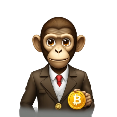 a monkey trader with a Bitcoin chart