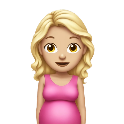 A pregnant White skin blonde wearing a pink costume 