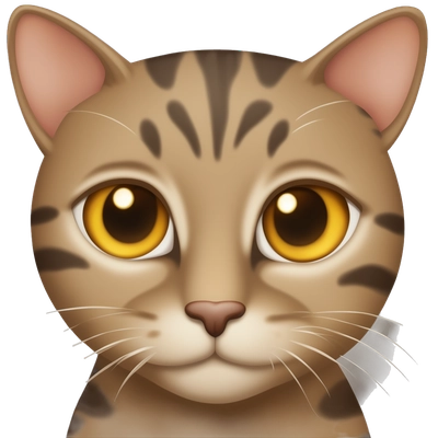 a sandy black tabby cat with honey-colored eyes and a round face