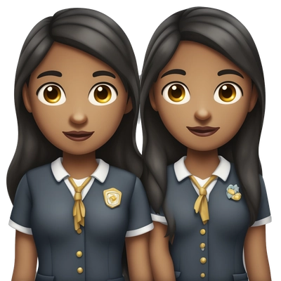 a schoolgirl with dark hair and not very dark skin with brown eyes
