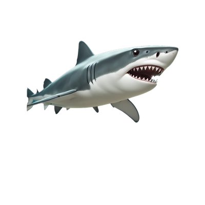 a shark with animation from below pulls out a sign with the inscription ABOBA