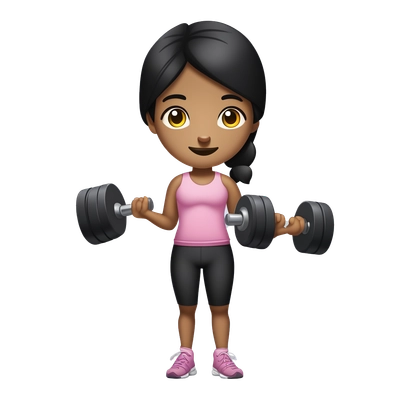 a young girl with black hair , fair skin color, doing sports, with dumbbells in her hands