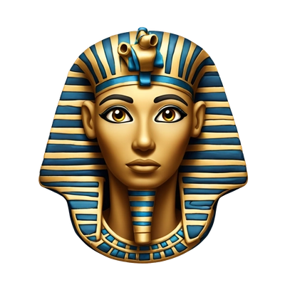 An ancient Egyptian sarcophagus lid, depicting the mummy's head and upper torso. 