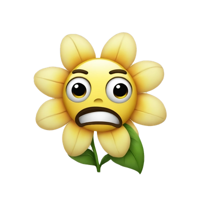 angry and tired flower with a face
