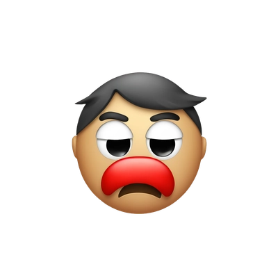Angry red emoji with mustache, Apple style, vector, minimal background