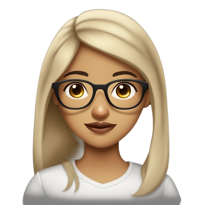 arab girl with light skin, dark brown eyes and hair, medium lenth hair with bangs, black glasses in with shirt
