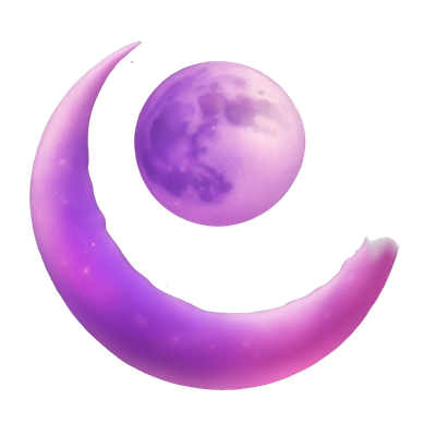 astrology moon in magical style, purple and pink colors