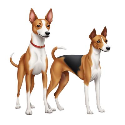 Basenji and Greyhound walk together