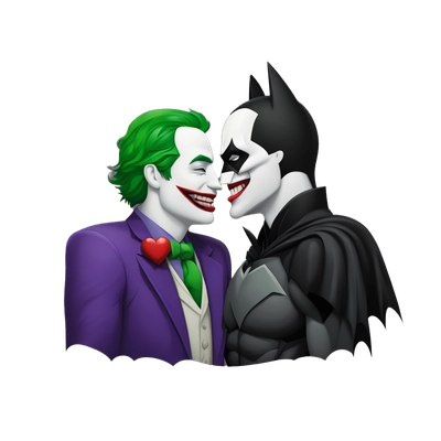 batman and joker are kissing