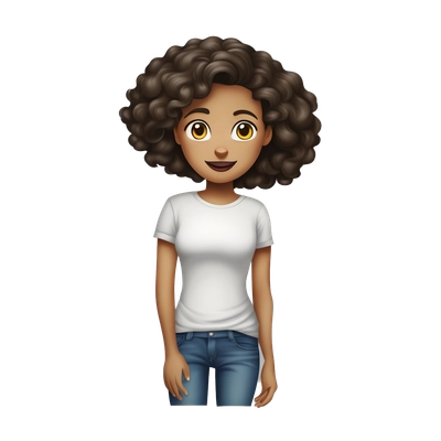 beautiful girl with dark brown hair with light skin in t-shirt