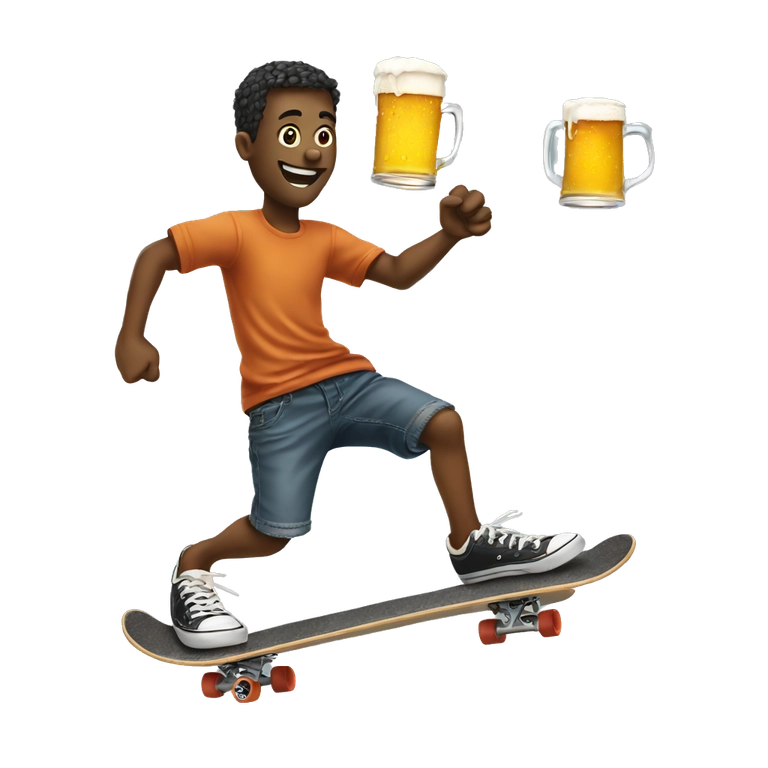 beer making kickflip with skateboard
