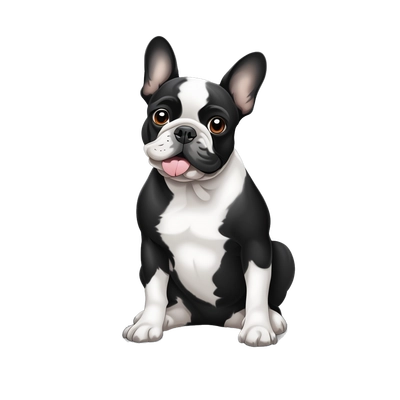 Black and white french bulldog sitting on the floor 