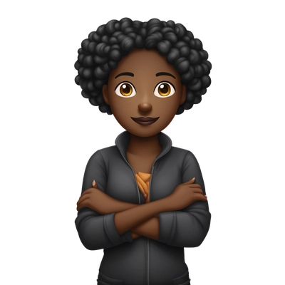 Black girl with hands crossed around her neck