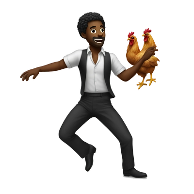 black negro dancing with chicken