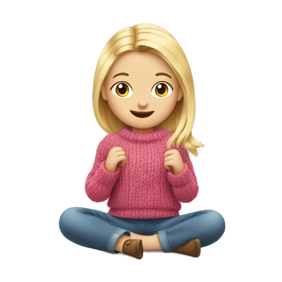 Blond girl knits