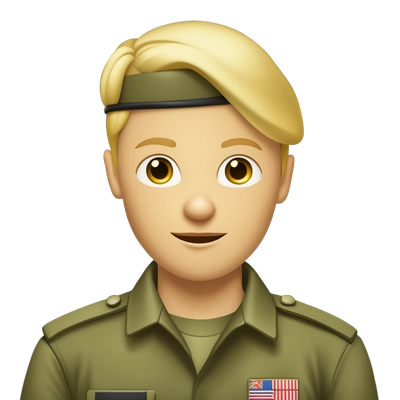 Blond soldier in uniform jumpsuit