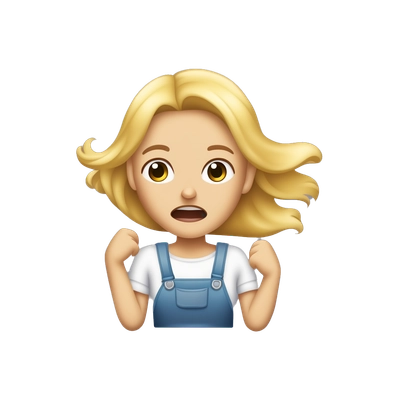 Blonde girl choking herself