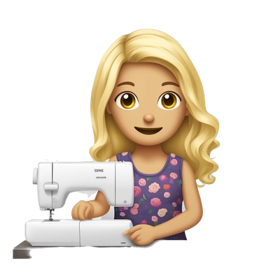 blonde girl sews clothes