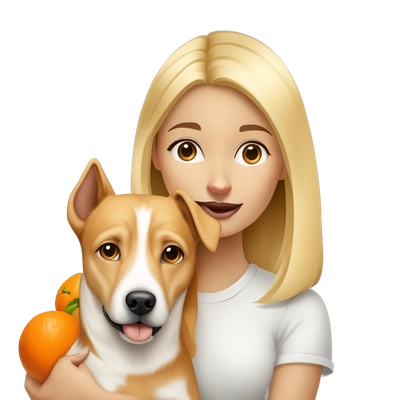 blonde girl with orange-white dog Alabay 