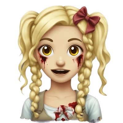 blonde zombie cute girl with bow