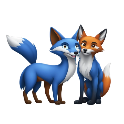 blue fox and normal fox 