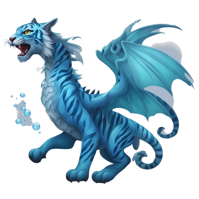 Blue tiger with dragon water wings
