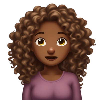 Brown skin girl with long curly hair Choking herself