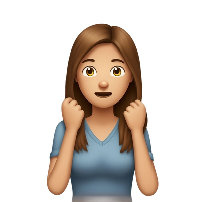 Brown straight hair woman choking herself 