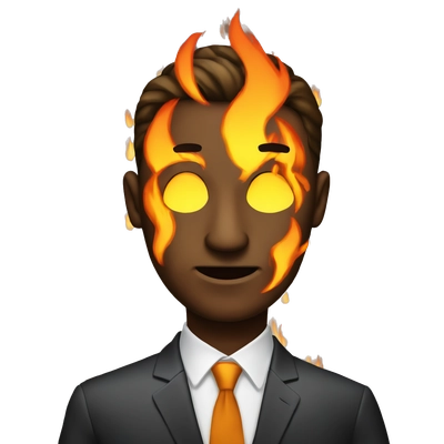 businessman with fire in eyes