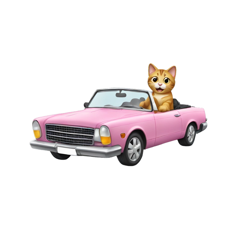 cat driving a convertible car
