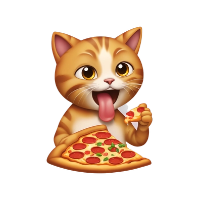 cat eating pizza