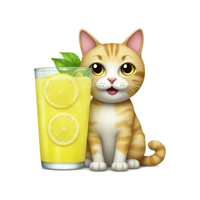 Cat with a lemonade