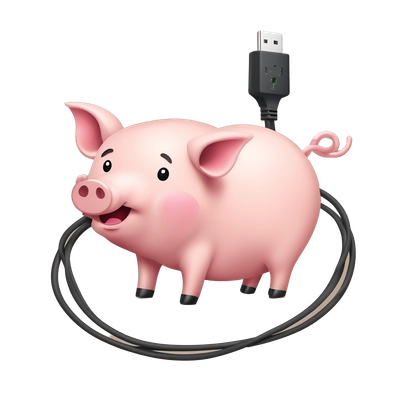 Charging cable around a pig