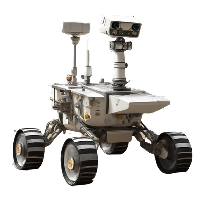 Cinematic Realistic Moon Rover – A rugged, high-tech vehicle traversing the Moon’s dusty surface. Its thick wheels leave tracks in the fine lunar regolith, with Earth hanging in the distant sky.