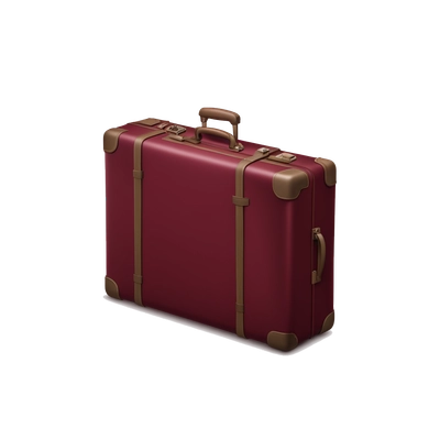 Closed burgundy travel suitcase