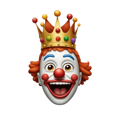 clown face with crown on head