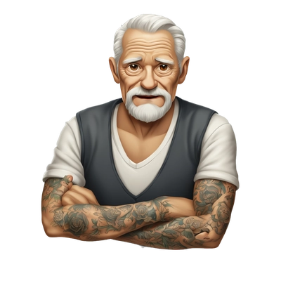 cool old man with tattooes