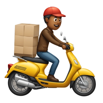 courier rides on a moped