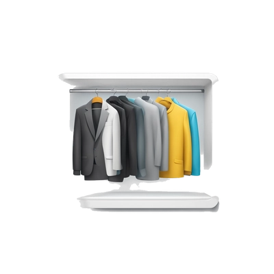 Create a modern emoji-style icon of a digital wardrobe: a closet or hanger with a tech twist (like a screen or pixel elements). Keep it minimal, clean, and mobile-friendly. Style should feel organized, stylish, and slightly futuristic.