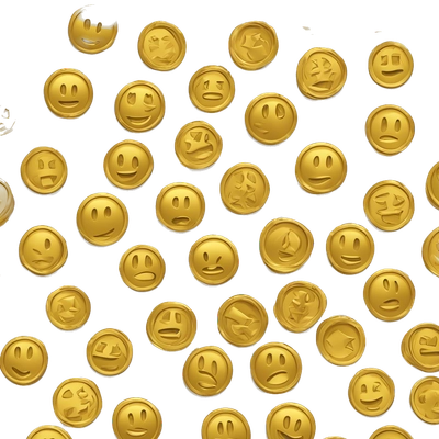 create an emoji document sheet with a stack of gold coins on the side. 