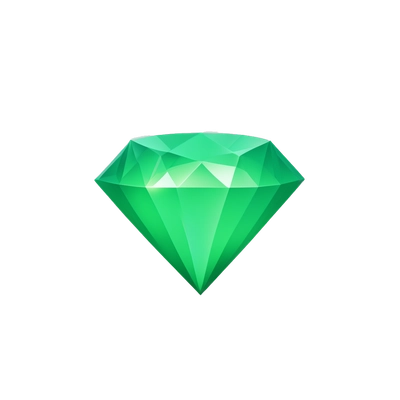 Create an emoji with a GREEN MURRAY and a line graph showing upward growth with a diamond at the top. The graph should be smooth and minimalistic and end with a glowing diamond. Use green for the graphic and light blue for the diamond.