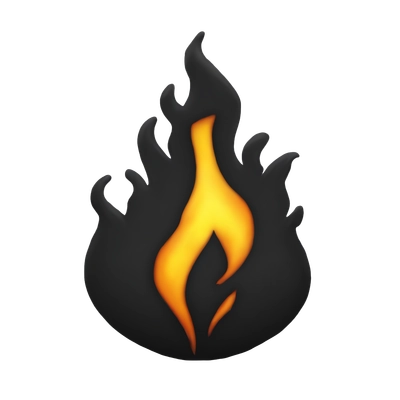 cœur noir avec des flammes noir en font 
